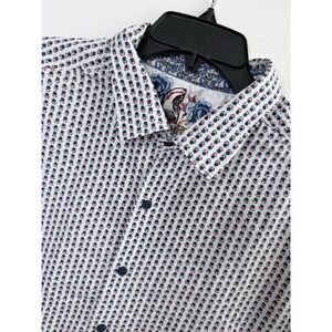 Robert Graham Floral Short Sleeve Button Down Shirt Classic Fit 3XL